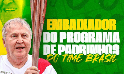 Arte de Zico como embaixador do programa de padrinhos do Time Brasil em Paris 2024