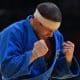 Brasileiro Willian Lima comemorando vitória no Grand Slam de Tashkent, no Uzbequistão (Tamara Kulumbegashvili/IJF)