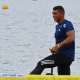 Isaquias Queiroz em ação na Copa Brasil de canoagem velocidade em Lagoa Santa; ele venceu Filipe Vieira no photo finish