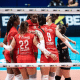 Jogadoras do Osasco comemoram ponto contra o Minas na Superliga Feminina