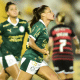 Laís Estevam, do Palmeiras, comemora gol contra o Flamengo no Brasileirão Feminino