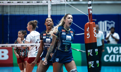 Thaisa vibra durante jogo do Minas na Superliga