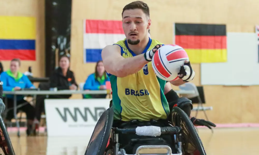 Jogador do Brasil no Qualificatório do Rugby em cadeira de rodas