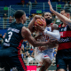 Lance do jogo entre SESI Franca e Flamengo no NBB