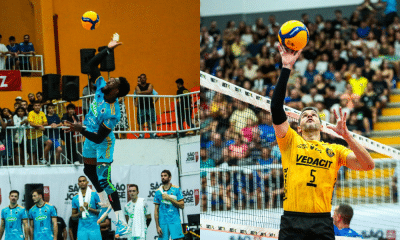 Montagem com fotos de López, do Sada Cruzeiro, e Sandro, do Vedacit Guarulhos. Times fazem a final da Copa Brasil de vôlei masculino