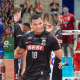 Montagem com Adriano, Darlan e Lukas durante partidas de vôlei pelos seus clubes