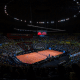 Ginásio do Ibirapuera durante partida do Brasil e Alemanha na Billie Jean King Cup; país enfrentará Argentina nos playoffs deste ano