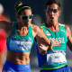 Caio Bonfim e Viviane Lyra na prova do revezamento misto do Mundial de Marcha Atlética por Equipes