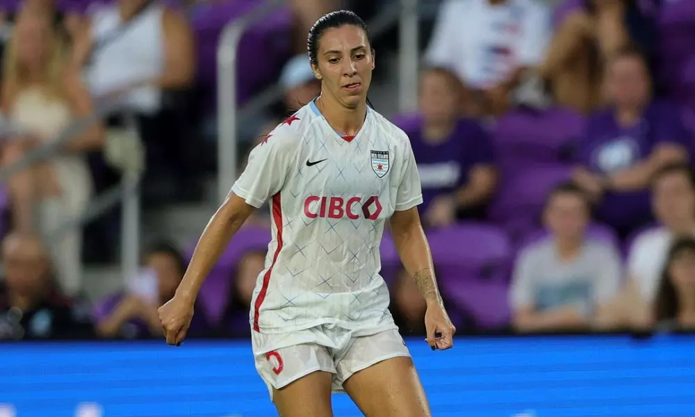 Júlia Bianchi atuando pelo Chicago Red Stars na NWSL (Reprodução/Instagram/@_bianchijb)