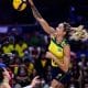 Central Thaísa em quadra pelo Brasil (Foto: Volleyball World)