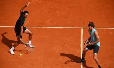 Marcelo Melo e Alexander Zverev jogando juntos (Corinne Dubreuil/ATP Tour)