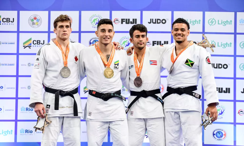 Pódio da categoria até 81kg do Campeonato Pan-Americano e da Oceania de judô