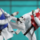Maria Clara Pacheco em ação durante Pré-Olímpico das Américas de taekwondo, classificatório para Paris-2024