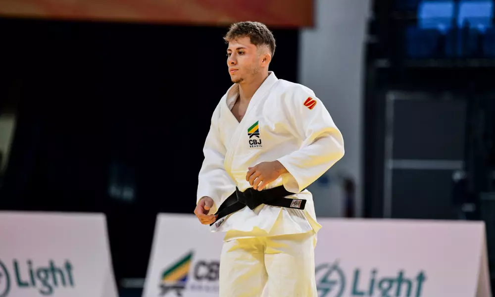 Michel Augusto, com judogi branco, no Pan-Americano e da Oceania de Judô