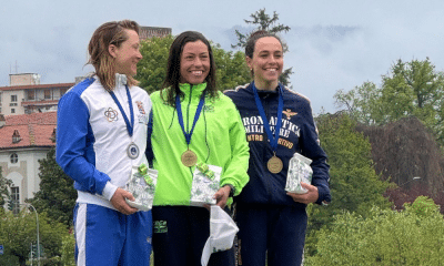 Ana Sátila no pódio do Aberto de Ivrea de canoagem slalom