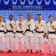 Com Rafaela Silva, Larissa Pimenta, Michel Augusto e William Lima no centro, delegação do Brasil posa para foto com medalhas do Pan-Americano e Oceania de judô