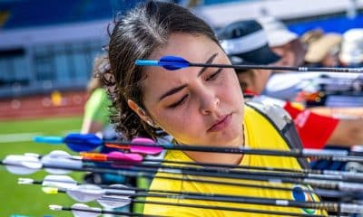 Natalie Dias na etapa de Xangai da Copa do Mundo de tiro com arco