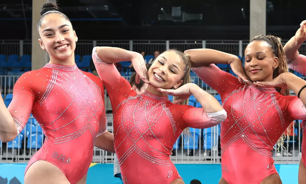 Júlia Soares, Flávia Saraiva e Rebeca Andrade em Jesolo