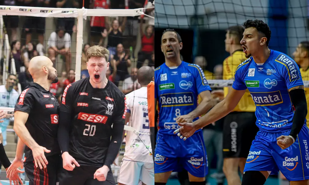 Jogadores de Sesi Bauru e Vôlei Renata Campinas na Superliga Masculina de vôlei