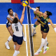 Carol disputa bola na rede em duelo entre Brasil e Itália na Liga das Nações de vôlei feminino - VNL