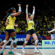 Jogadoras do Brasil vibram com atuação sobre os Estados Unidos na VNL