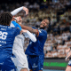 Bryan Monte em momento defensivo contra o THW Kiel na Champions League de Handebol masculino