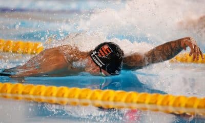 Na imagem, Guilherme Caribé durante a prova dos 50m livre.