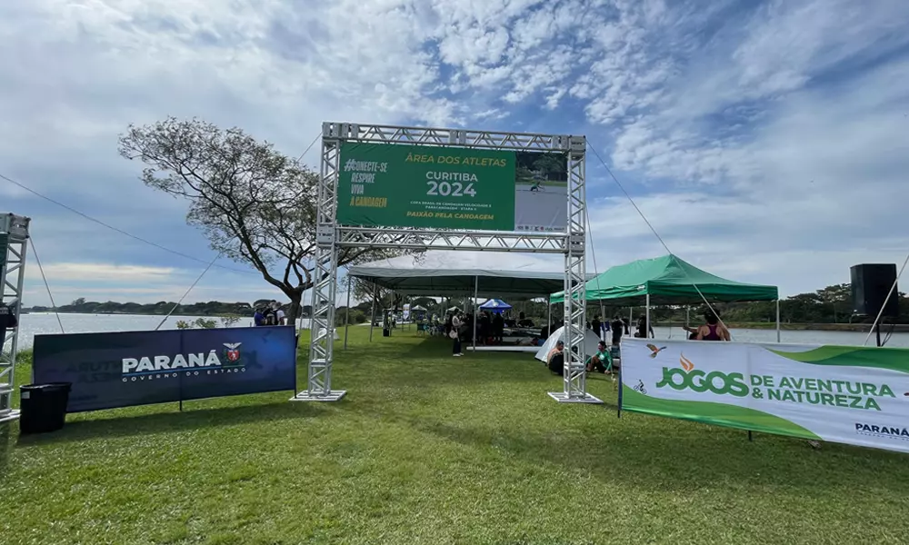 Foto tirada da entrada da Copa Brasil de Canoagem e Paracanoagem