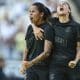 Na imagem, vibração das jogadoras do Corinthians após virada.