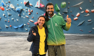 Marina Dias e Igor Silva na etapa de Salt Lake da Copa do Mundo de paraescalada (Foto: Paraclimbing Brasil)