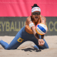Duda Lisboa na recepção durante uma partida do Elite 16 de Espinho (Foto: Beach Volleyball World)