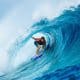 Gabriel Medina pega tubo numa onda em Teahupo'o em etapa da WSL, Paris 2024, Jogos Olímpicos, Surfe