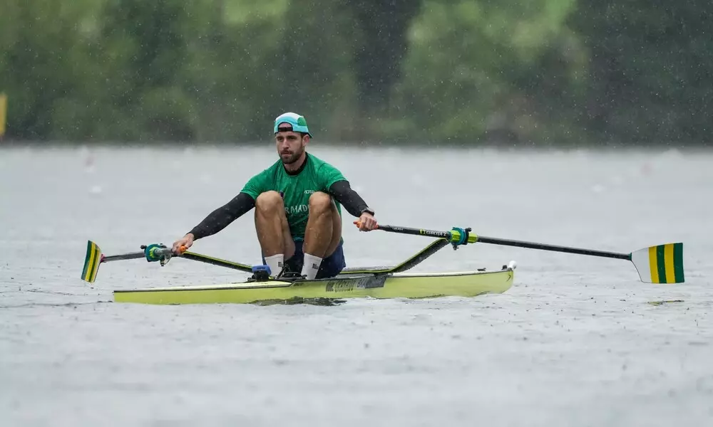Lucas Verthein para nas quartas da Copa do Mundo de Remo,paris-2024, remo