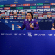 Marta e Arthur Elias durante entrevista coletiva da Seleção Feminina