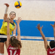 Rosamaria, que jogou como oposta, em ação durante partida do Brasil contra o Canadá na VNL; ela também pode ser ponteira