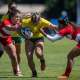 Yaras, da seleção brasileira de rúgbi sevens, em ação na etapa de Madri do Circuito Mundial