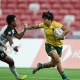 Jogo entre Yaras, a seleção brasileira de rúgbi sevens, no Circuito Mundial