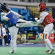 Débora Menezes no Pan-Americano de Taekwondo no Rio de Janeiro. Luta entre Brasil e México