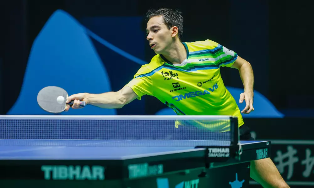 Hugo Calderano no WTT Contender Rio de tênis de mesa, jogos olímpicos
