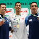Thiago Ruffini e Pedro Farias do GNU no pódio dos 1500m livre na Seletiva Olímpica/Troféu Brasil. Nadadores vieram de Porto Alegre ao rio de janeiro