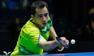 Hugo Calderano WTT Eslovênia Tênis de Mesa