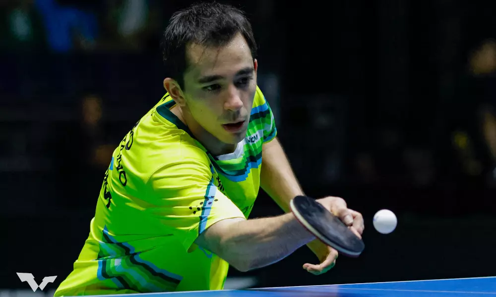 Hugo Calderano WTT Eslovênia Tênis de Mesa