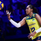 Ana Cristina executa movimento de saque na Liga das Nações, a VNL 2024; Ela foi poupada contra a Polônia