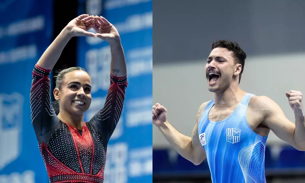 Camilla Gomes e Rayan Castro no Brasileiro de Ginástica de Trampolim. Eles vão para Paris-2024