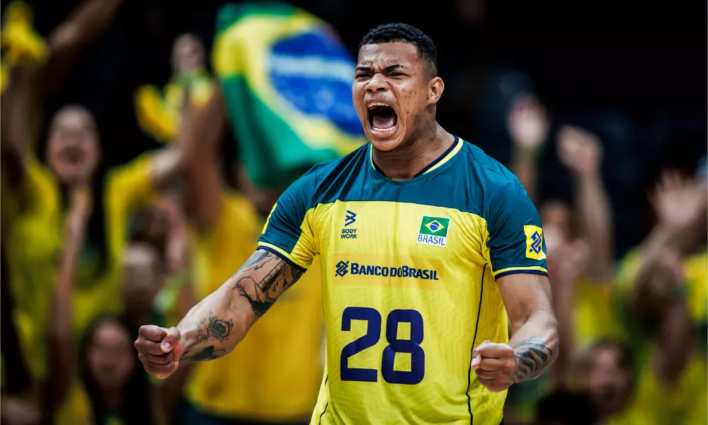 Darlan vibrando durante partida da VNL