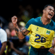Darlan sorrindo após ponto na Liga das Nações de vôlei masculino, a VNL. Darlan vai disputar pela primeira vez os Jogos Olímpicos em Paris-2024