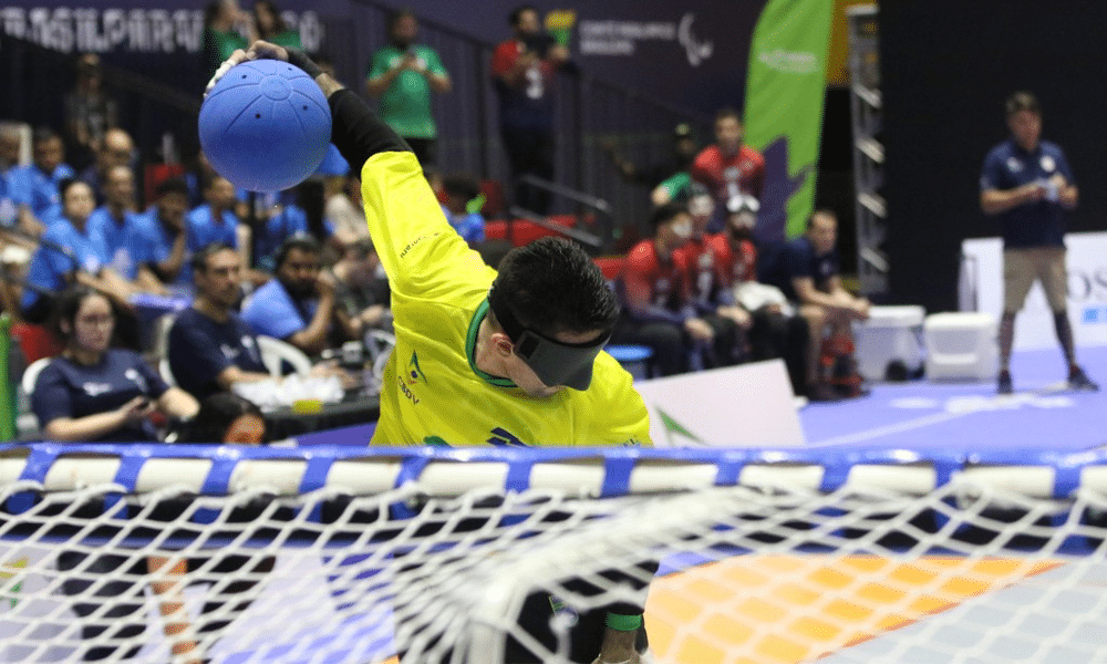 Seleção brasileira de goalball, classificada para os Jogos Paralímpicos de Paris-2024, em ação japão (Foto: Renan Cacioli/CBDV)
