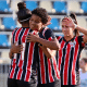 Jogadoras do São Paulo celebrando na partida do Brasileiro Sub-20 (Reprodução/Instagram/@saopaulofc_fem)