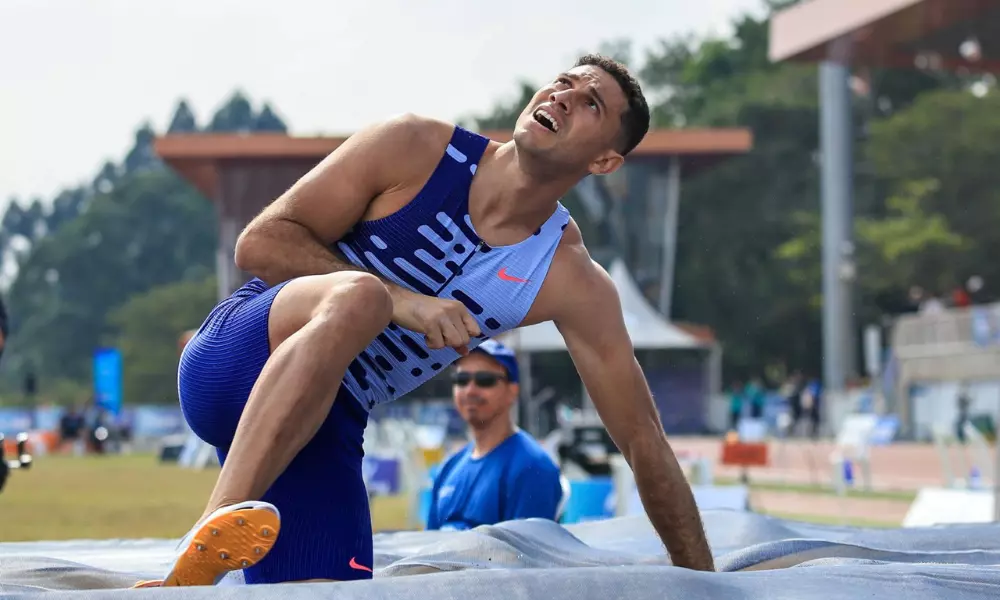 Thiago Braz na tentativa de conseguir o índice para os Jogos Olímpicos de Paris-2024 durante o Troféu Brasil de atletismo (Wagner Carmo/CBAt)