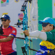 Jane Karla Gogel durante disputa da Copa Europeia de Nove Mesto de tiro com arco paralímpico